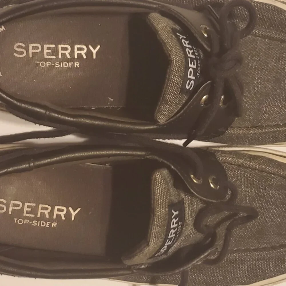 Sperry Men's Top-Sider Boat Shoes Black/Gray with Memory Foam Insoles Si…